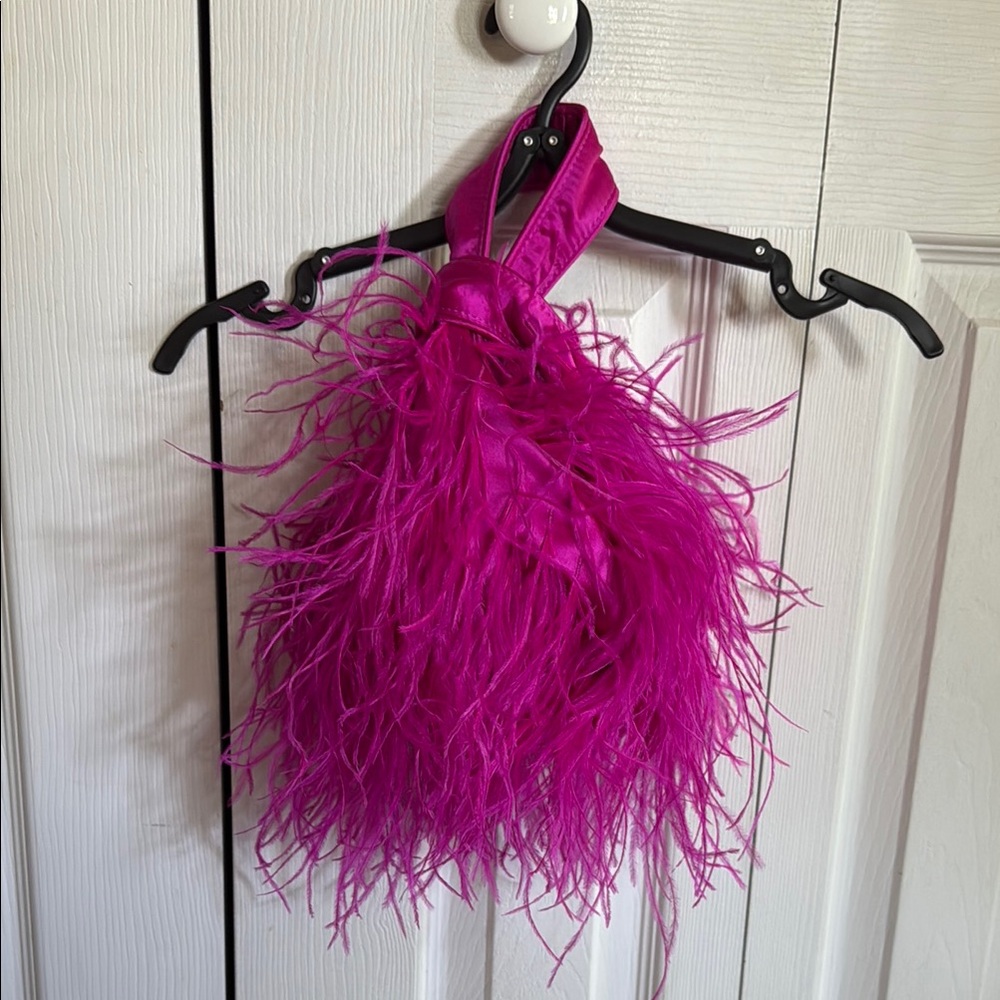 Jcrew Elegant Fuchsia Feathered Handbag